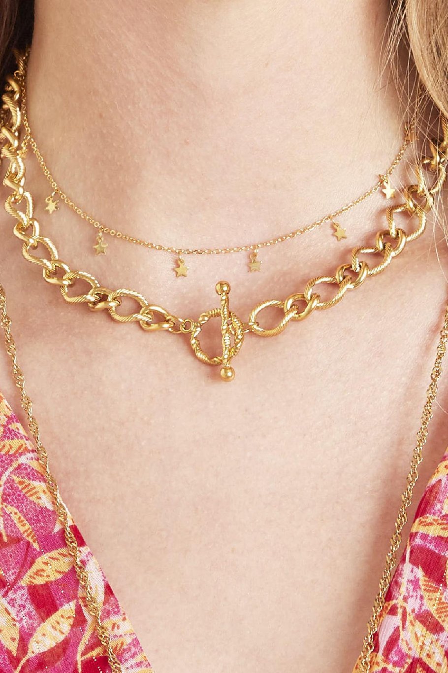 Necklace Airy Rounds Gold Color Stainless Steel Picture3